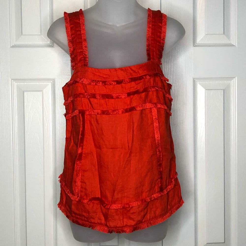 J. Crew Red Fringe Tank Top